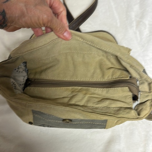 Myra Bag Tan and Gray Crossbody Bag with Adjustable Strap - Picture 7 of 13